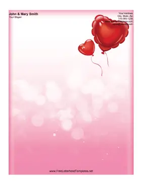 Balloon Valentine Letterhead Letterhead Template