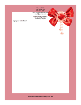 Heart Ribbon Valentines Letterhead Letterhead Template