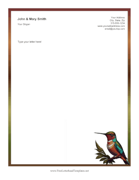 Hummingbird Letterhead Template