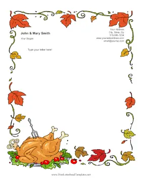 Thanksgiving Turkey Dinner Letterhead Template
