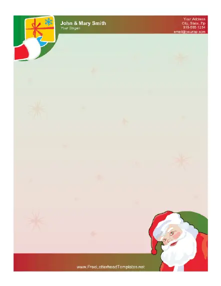 Santa Claus and Gift Letterhead Letterhead Template