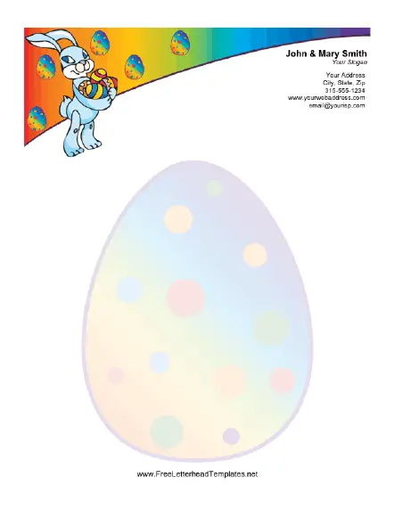 Easter Letterhead with Easter Bunny Carrying Eggs Letterhead Template