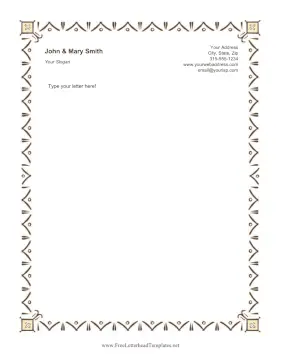 Abstract Tapestry Border Brown Letterhead Template