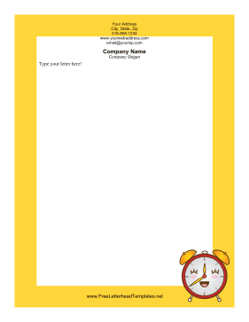 Alarm Clock Letterhead Letterhead Template