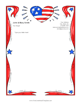 America Heart Letterhead Template