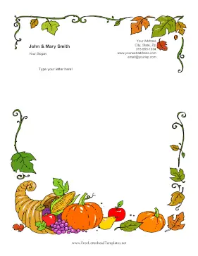 Autumn Cornucopia Letterhead Template