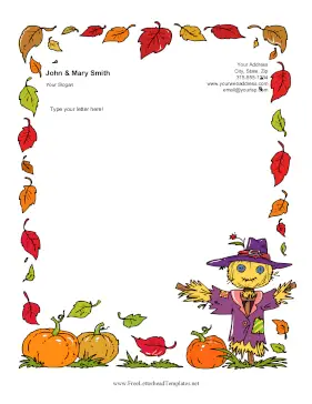 Autumn Scarecrow Letterhead Template