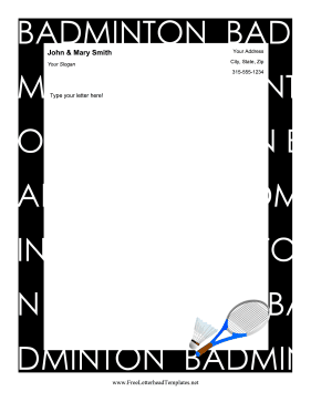 Badminton Letterhead Letterhead Template