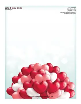 Balloon Bouquet Valentine Letterhead Letterhead Template