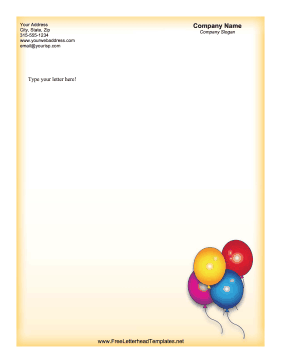 Balloon Letterhead Letterhead Template