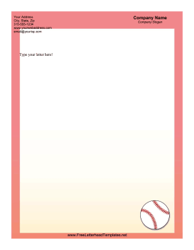 Baseball Letterhead Letterhead Template