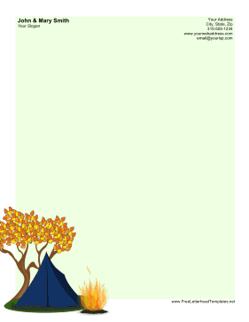 Camping Letterhead Letterhead Template