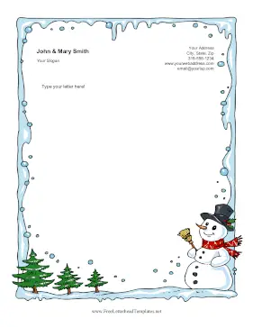 Cartoon Snowman Letterhead Template