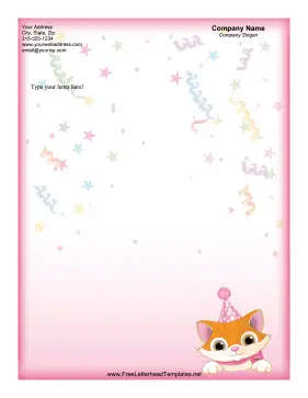 Cat Party Letterhead Letterhead Template