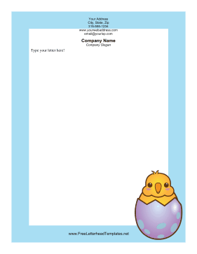 Chick in Egg Easter Letterhead Letterhead Template