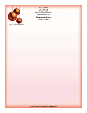 Christmas Balls Letterhead Letterhead Template