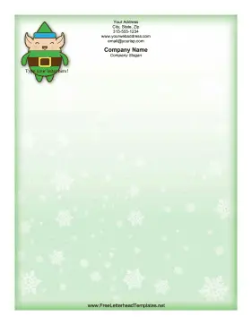 Christmas Letterhead Cute Green Elf Letterhead Template
