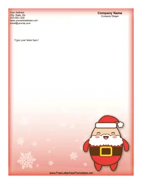 Christmas Letterhead Cute Red Santa Letterhead Template