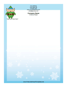 Christmas Letterhead Elf And Snowflakes Letterhead Template