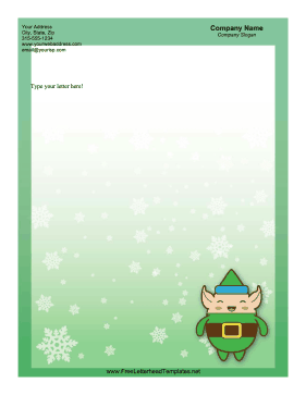 Christmas Letterhead Green Elf Letterhead Template