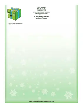 Christmas Letterhead Green Present Snowflakes Letterhead Template