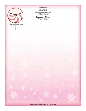 Christmas Letterhead Peppermint Lollipop Pink Snowflakes Letterhead Template