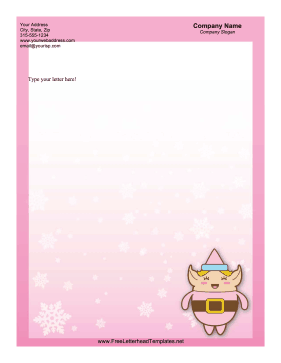 Christmas Letterhead Pink Elf Letterhead Template