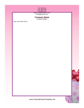 Christmas Present Pink Letterhead Template