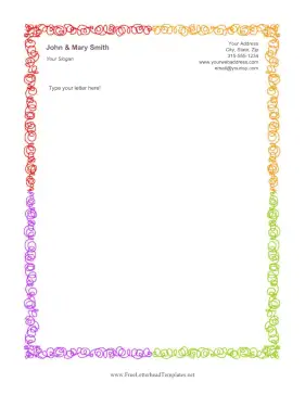 Colorful Scribbles Border Letterhead Template