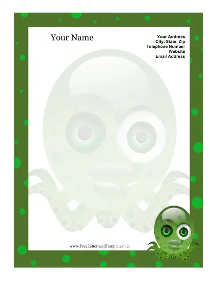 Crazy Octopus Kid Letterhead Letterhead Template