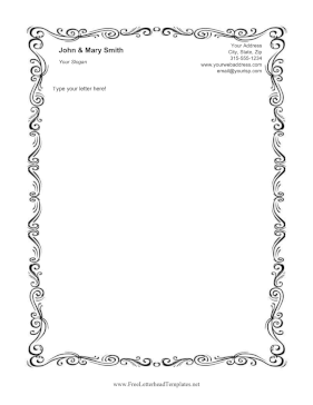 Curvy Filigree Black Letterhead Template