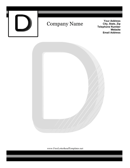 D Monogram Letterhead Letterhead Template