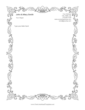 Decorative Leaves Letterhead Template