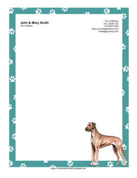 Dog Letterhead Great Dane Letterhead Template