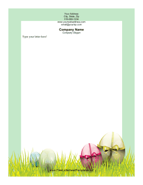 Egg with Ribbons Easter Letterhead Letterhead Template