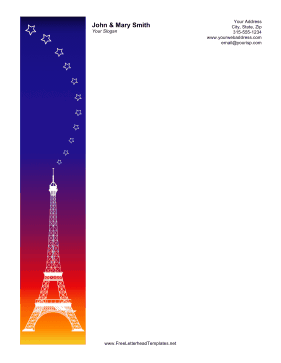 Eiffel Tower Sunset Letterhead Letterhead Template