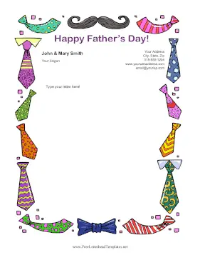 Fathers Day Ties Letterhead Template