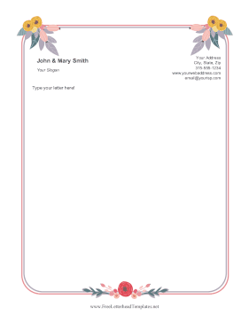 Flowers And Leaves Letterhead Letterhead Template