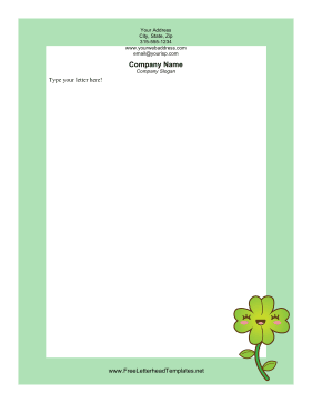 Four-Leaf Clover Holiday Letterhead Letterhead Template