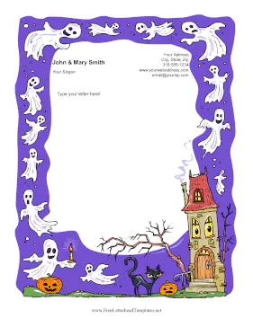 Ghosts And Haunted House Letterhead Template