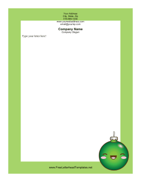 Green Christmas Ornament Letterhead Template