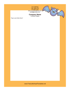 Happy Bat Halloween Letterhead Letterhead Template