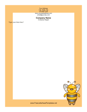 Happy Bee Letterhead Letterhead Template