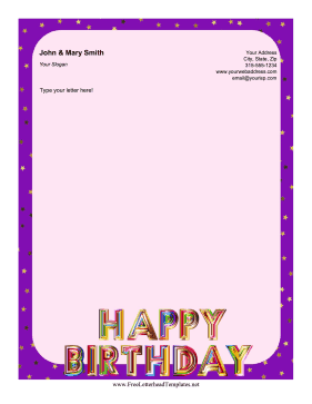 Happy Birthday Letterhead Letterhead Template