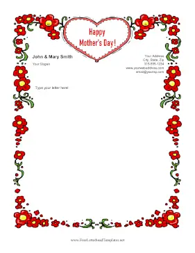 Happy Mothers Day Letterhead Template