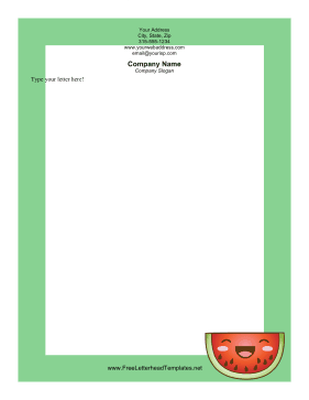 Happy Watermelon Letterhead Letterhead Template