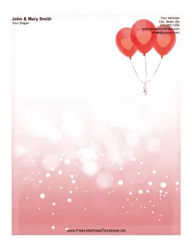 Heart Balloons Sparkle Letterhead Letterhead Template