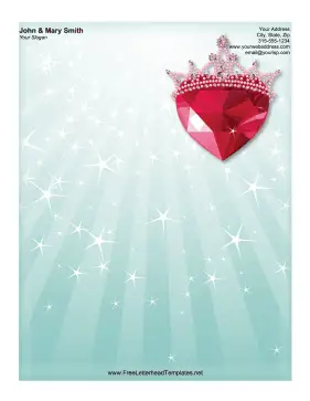 Heart Crown Gem Letterhead Letterhead Template