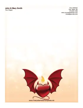 Heart Devil Valentine Letterhead Letterhead Template