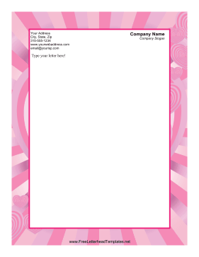 Heart Pink Stripes Valentines Letterhead Letterhead Template